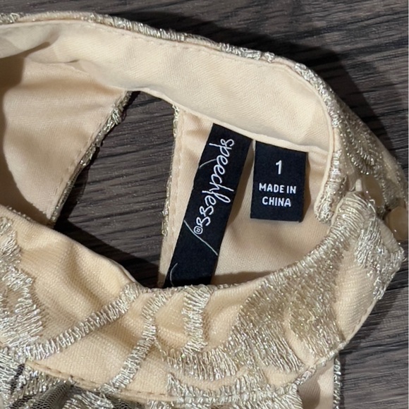 SPEECHLESS Size 1 Gold Cascade Formal Lace Sleevleess Midriff Halter Top. - Picture 3 of 10